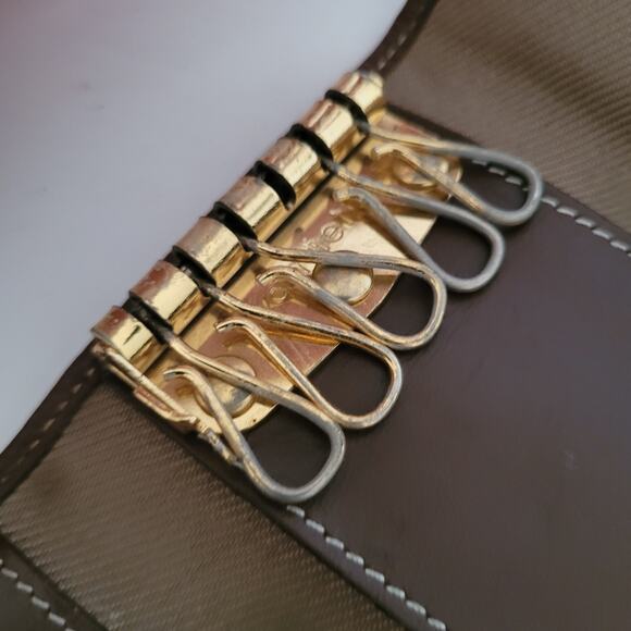 Hunting World Key Case Hooks Holder Wallet Logo Brown Trifold Desig Italian - Picture 5 of 9